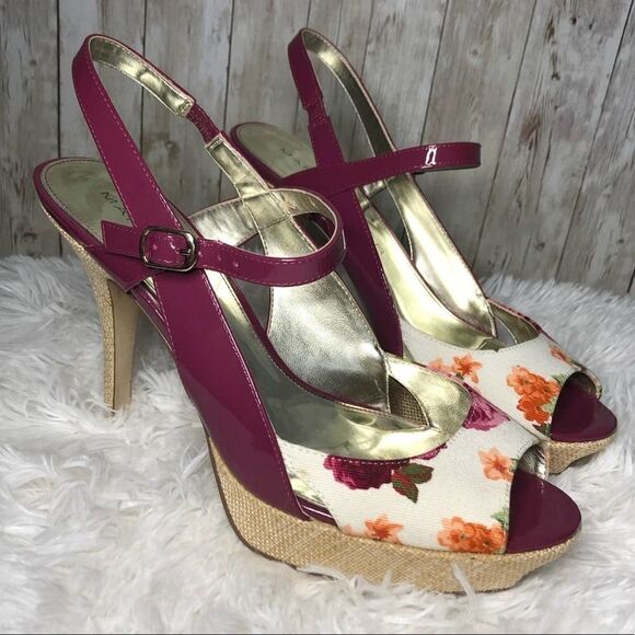 Marc Fisher Doritta Floral Slingback Peep Toe Heel - Picture 3 of 8